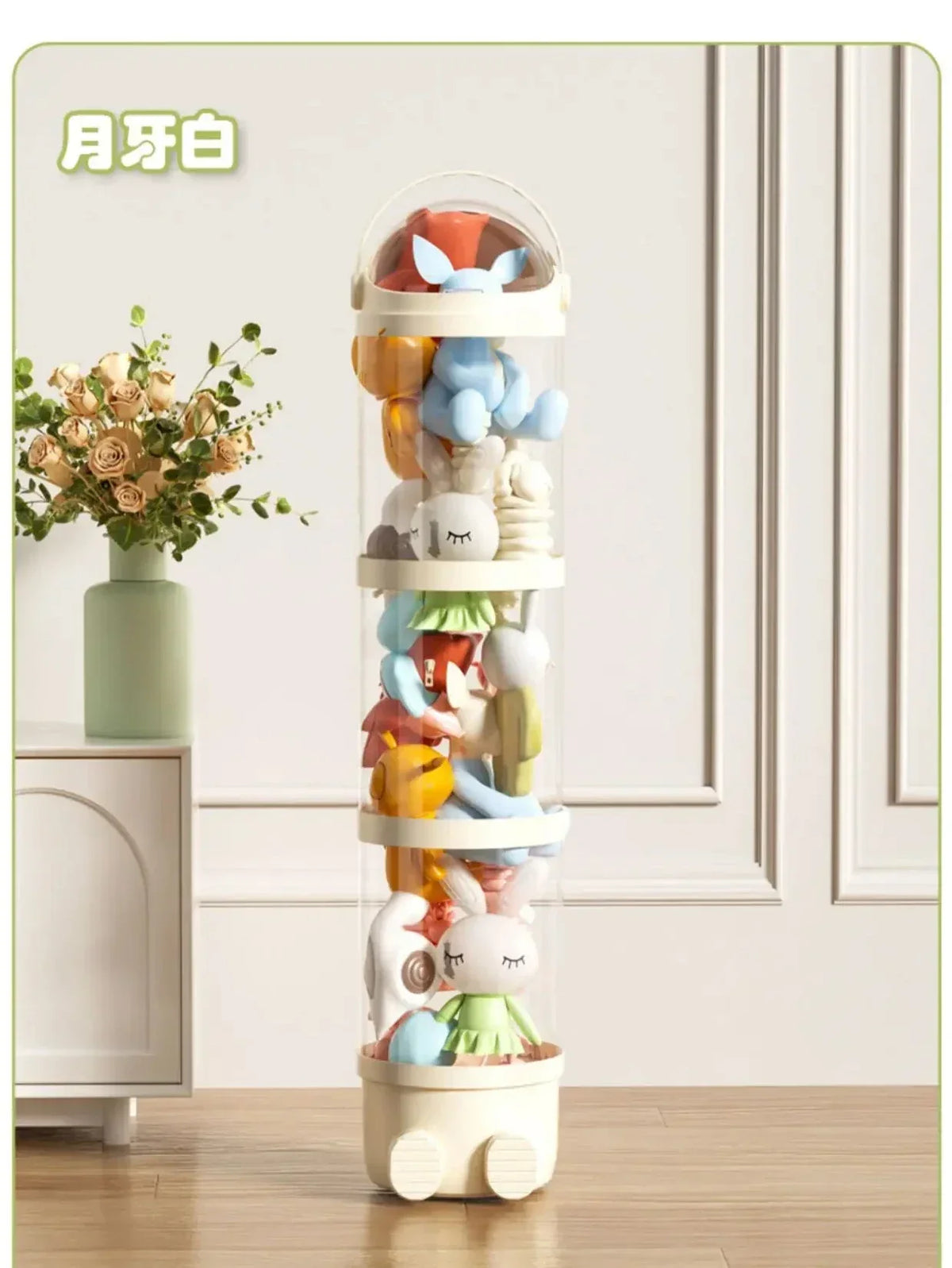 Doll Storage Box Toys Organization Plush Toy Storage Tube Transparent Plastic Stuffed Storage Barrel Children's toy Organizer